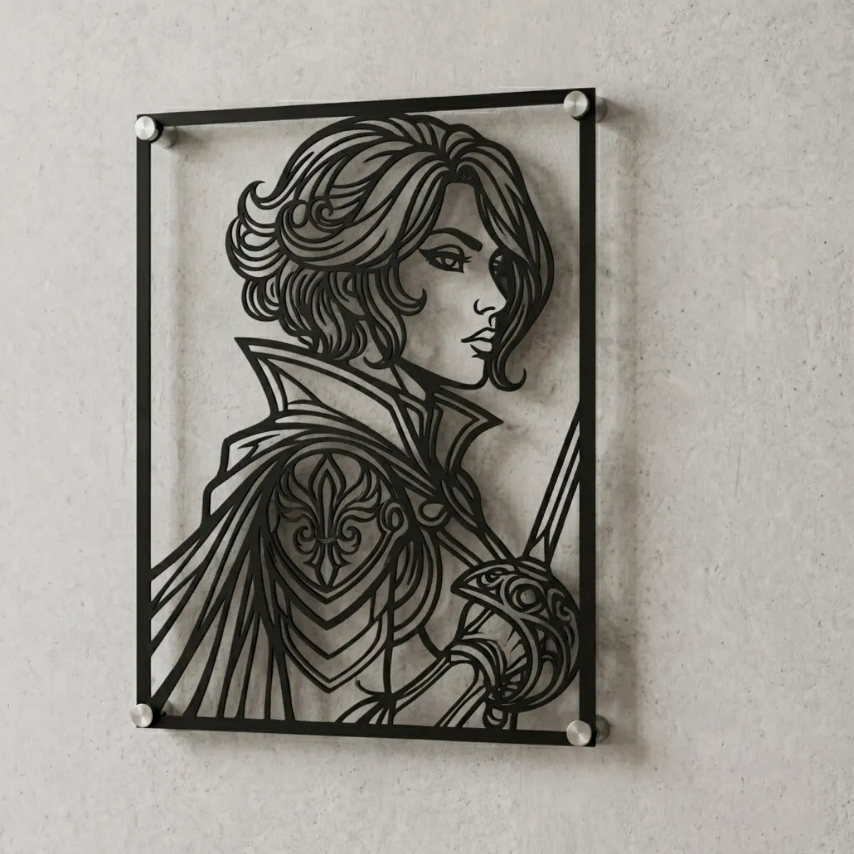 Cuadro decorativo de Fiora de League of Legends en acero cortado a láser