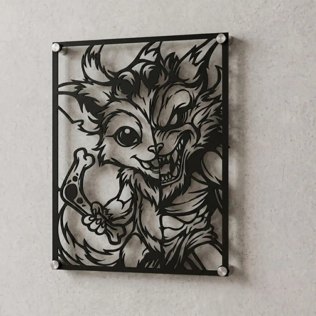 Cuadro decorativo en acero de Gnar de League of Legends cortado a láser - Noxhound