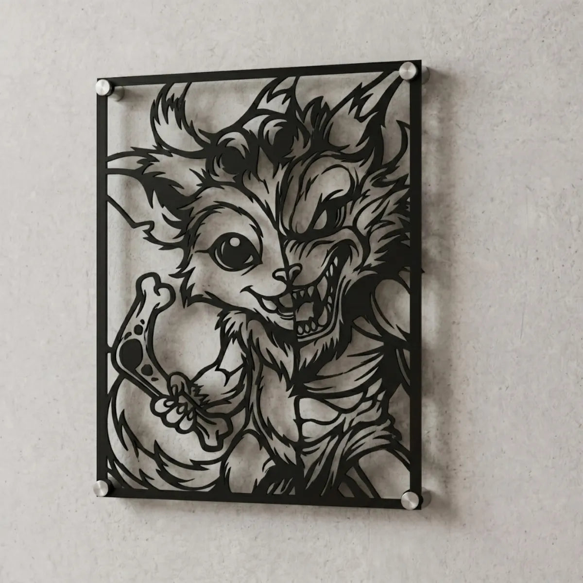 Cuadro decorativo en acero de Gnar de League of Legends cortado a láser - Noxhound