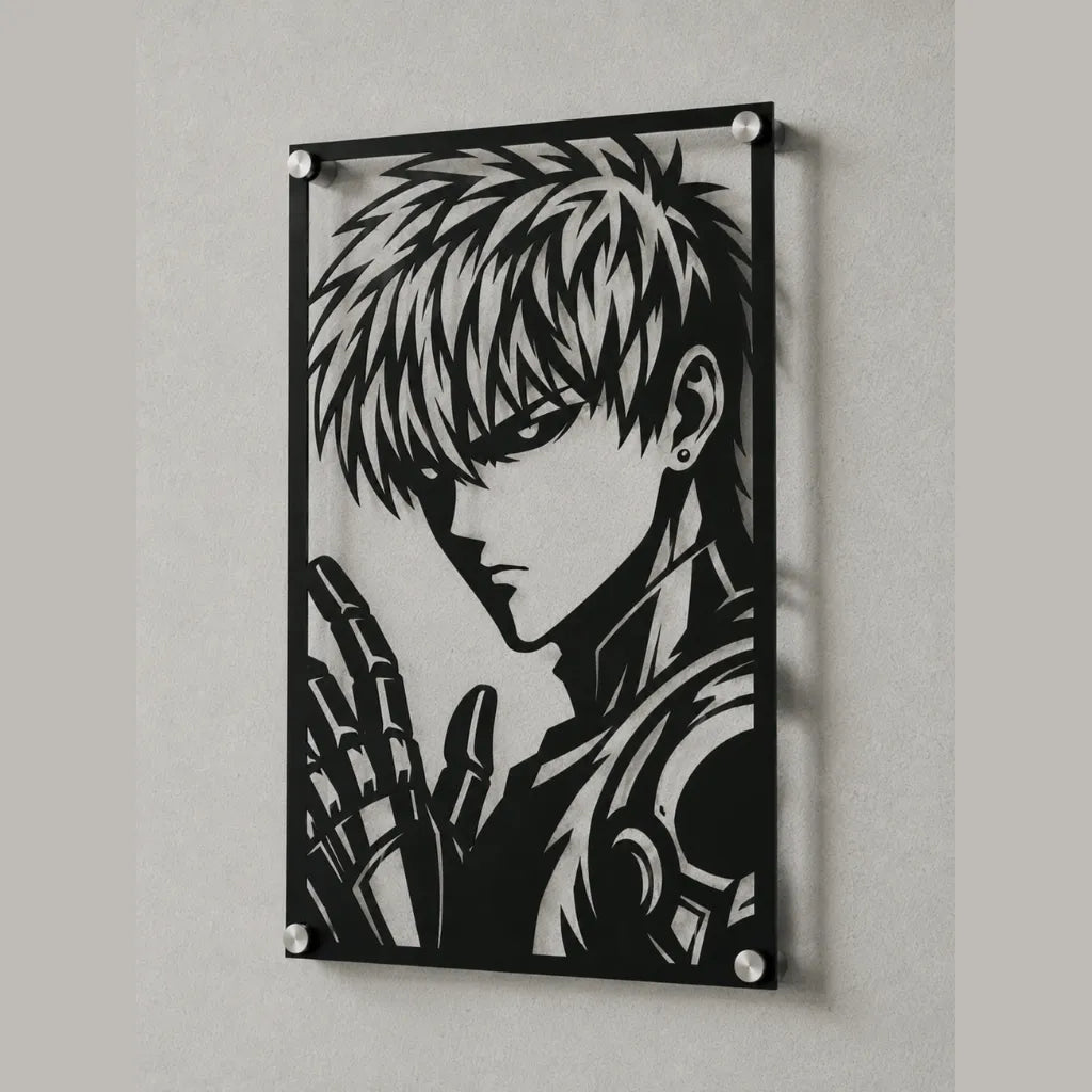 Cuadro decorativo en acero de Genos de One Punch Man cortado a láser - Noxhound