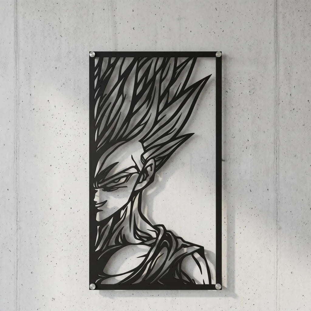 Cuadro decorativo en acero de Gohan SSJ2 de Dragon Ball cortado a láser - Noxhound