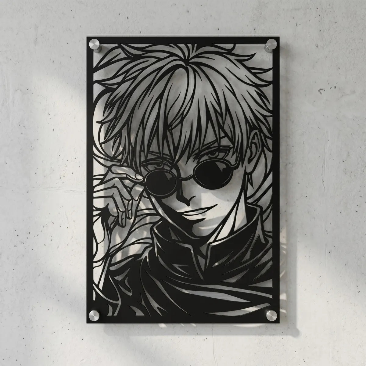 Cuadro decorativo en acero de Gojo de Jujutsu Kaisen cortado a láser - Noxhound