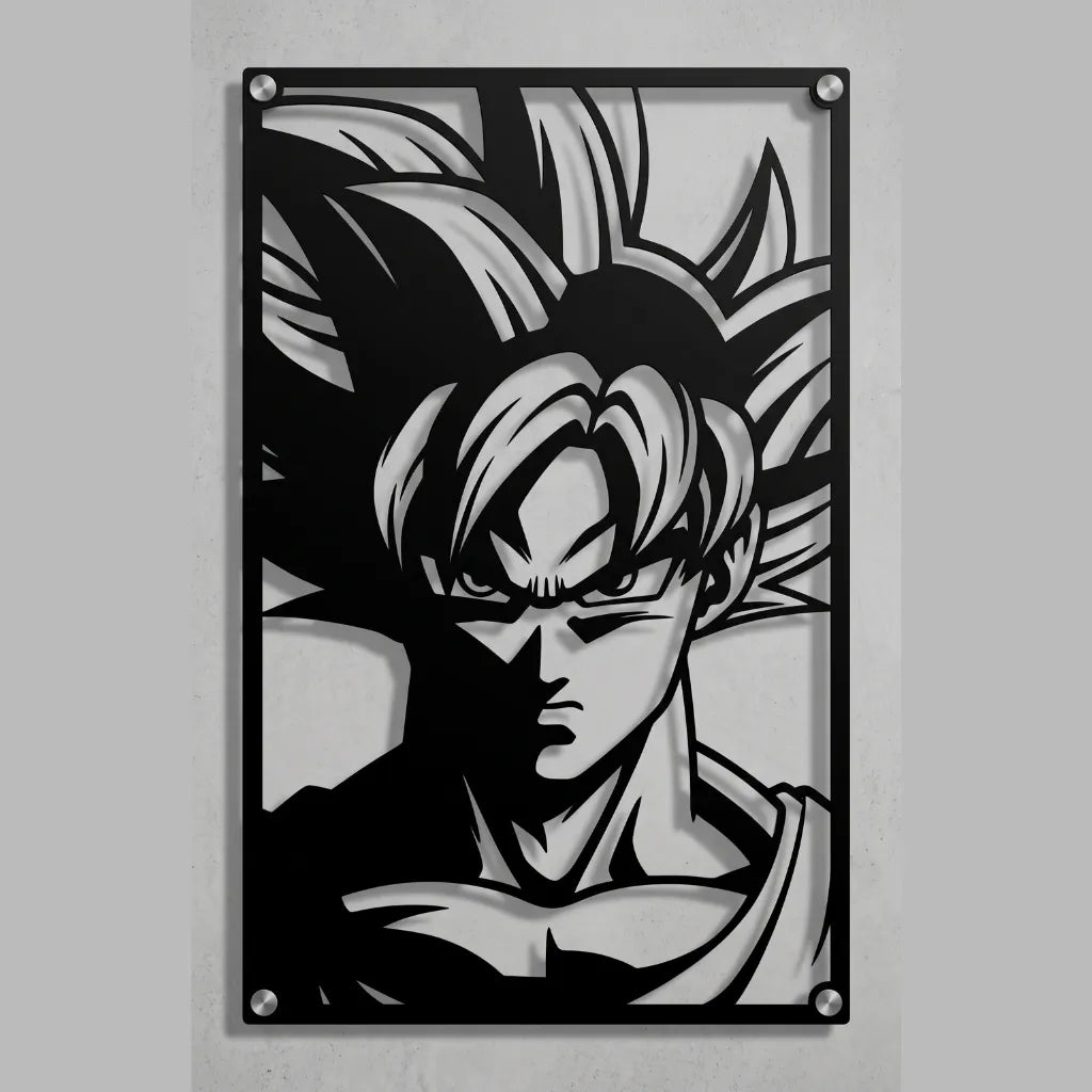 Cuadro decorativo en acero de Goku Ultra Instinto de Dragon Ball cortado a láser - Noxhound