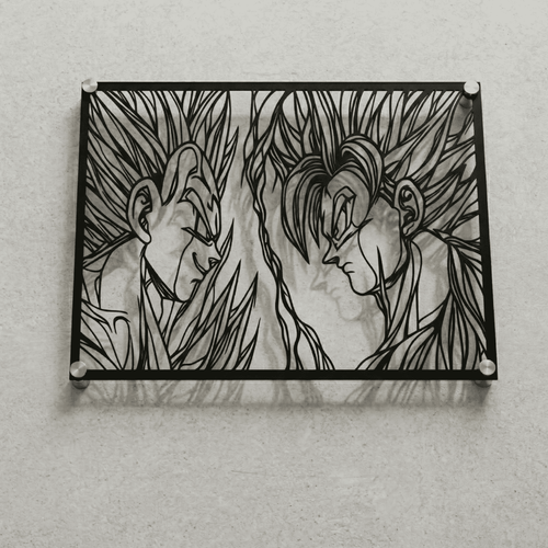 Cuadro Decorativo Anime Dragon Ball Goku vs Majin Vegeta en Acero