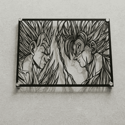 Cuadro Decorativo Anime Dragon Ball Goku vs Majin Vegeta en Acero