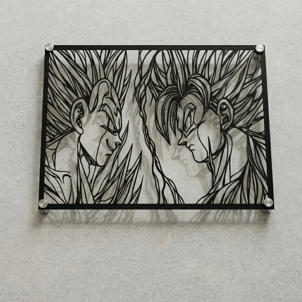 Cuadro decorativo en acero de Goku vs Majin Vegeta de Dragon Ball cortado a láser - Noxhound