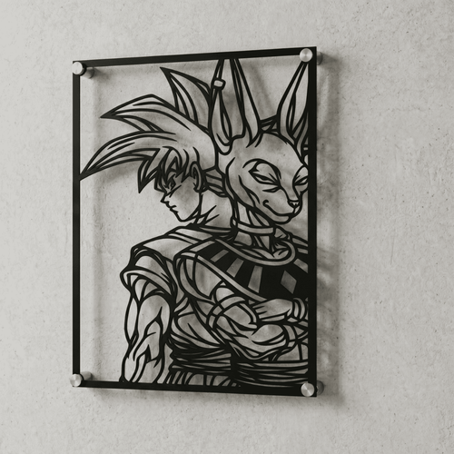 Cuadro Decorativo Anime Dragon Ball Goku y Beerus en Acero