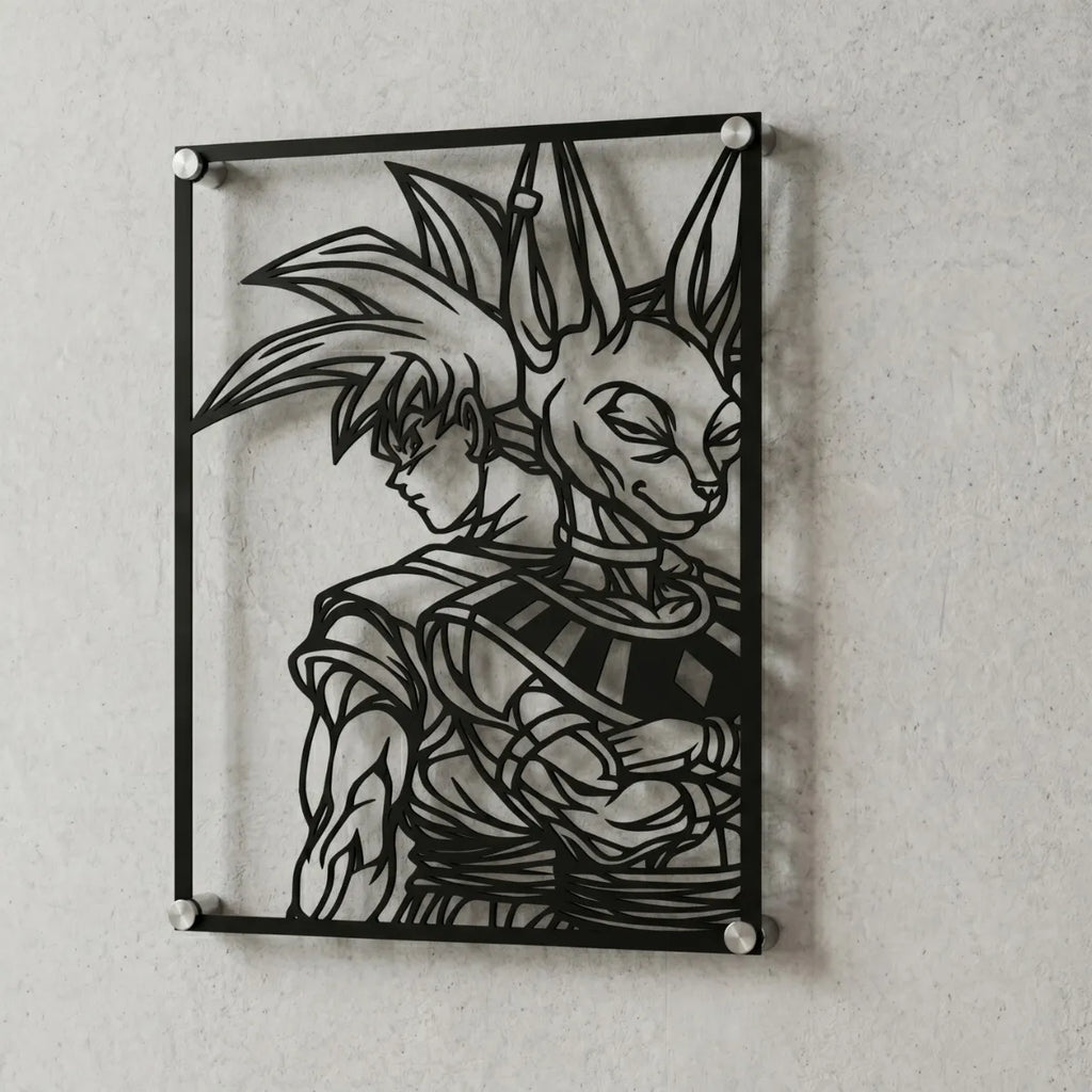 Cuadro decorativo en acero de Goku y Beerus de Dragon Ball cortado a láser - Noxhound