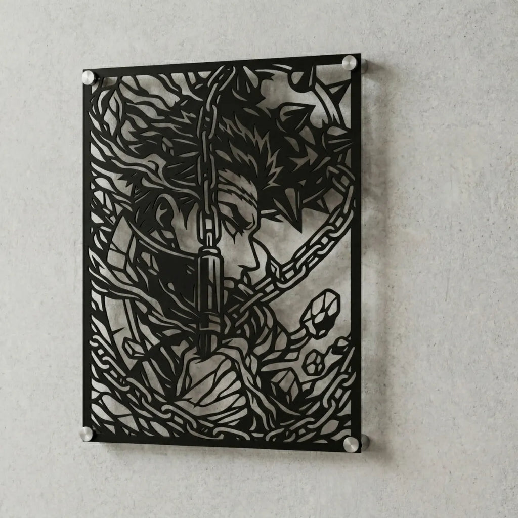 Cuadro decorativo en acero de Gyomei Himejima de Kimetsu no Yaiba cortado a láser - Noxhound