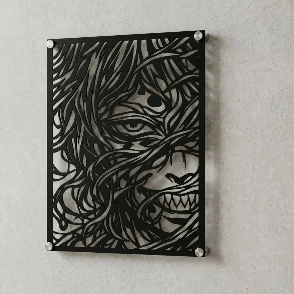 Cuadro decorativo en acero de Gyutaro de Kimetsu no Yaiba cortado a láser - Noxhound