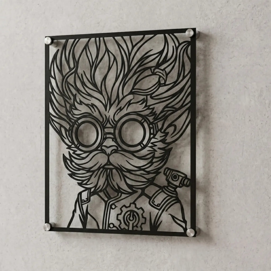 Cuadro decorativo de Heimerdinger de League of Legends en acero cortado a láser