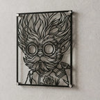 Cuadro decorativo de Heimerdinger de League of Legends en acero cortado a láser