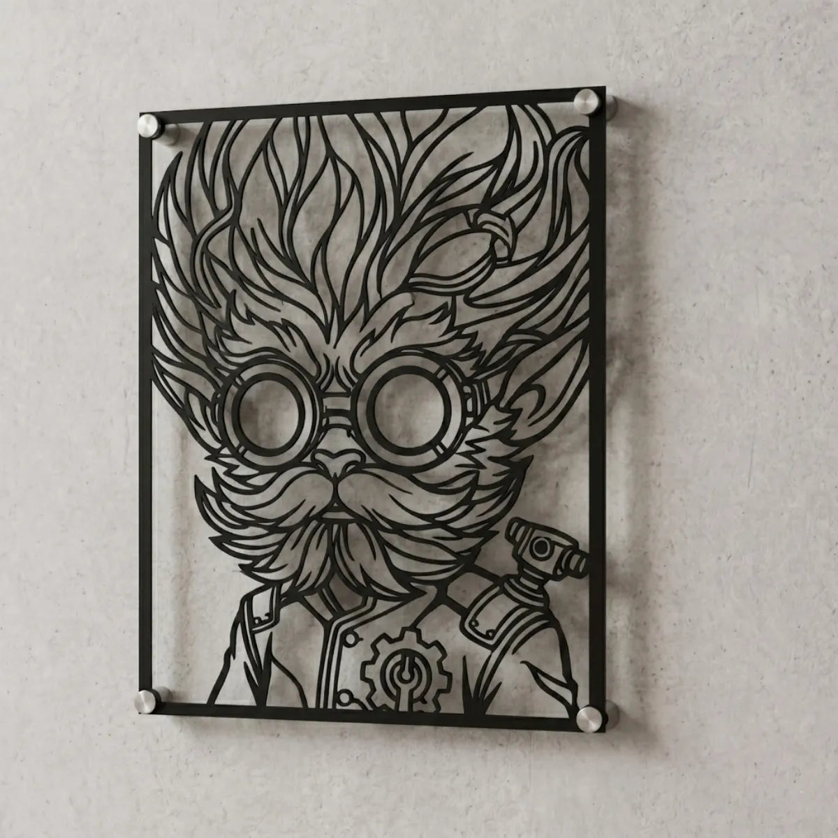 Cuadro decorativo de Heimerdinger de League of Legends en acero cortado a láser