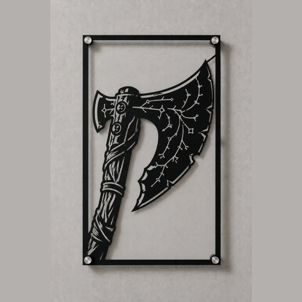 Cuadro decorativo en acero de Hacha Leviatán de God of War cortado a láser - Noxhound