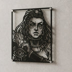 Cuadro decorativo de Illaoi de League of Legends en acero cortado a láser