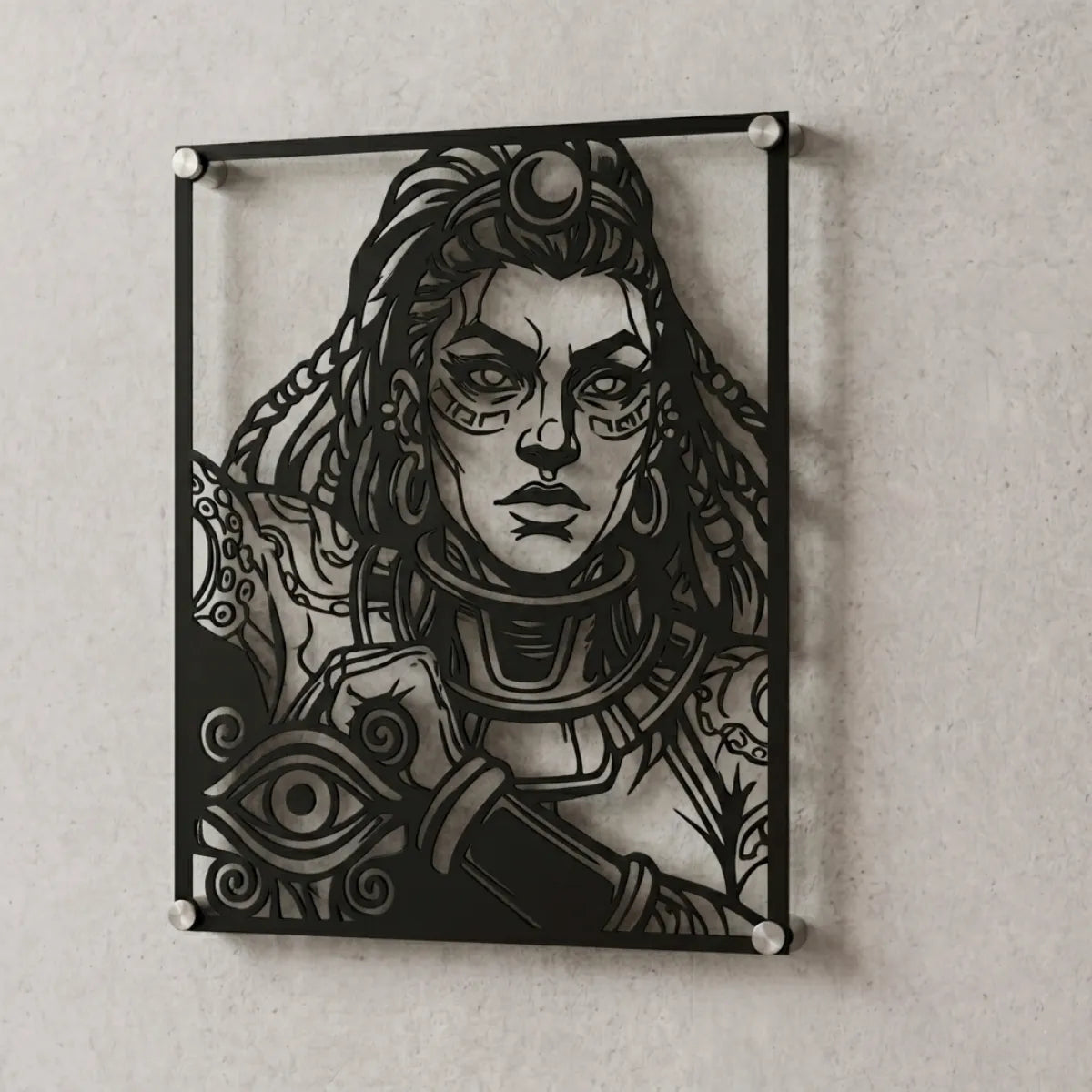 Cuadro decorativo de Illaoi de League of Legends en acero cortado a láser