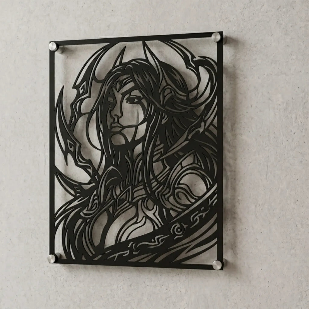Cuadro decorativo de Irelia de League of Legends en acero cortado a láser