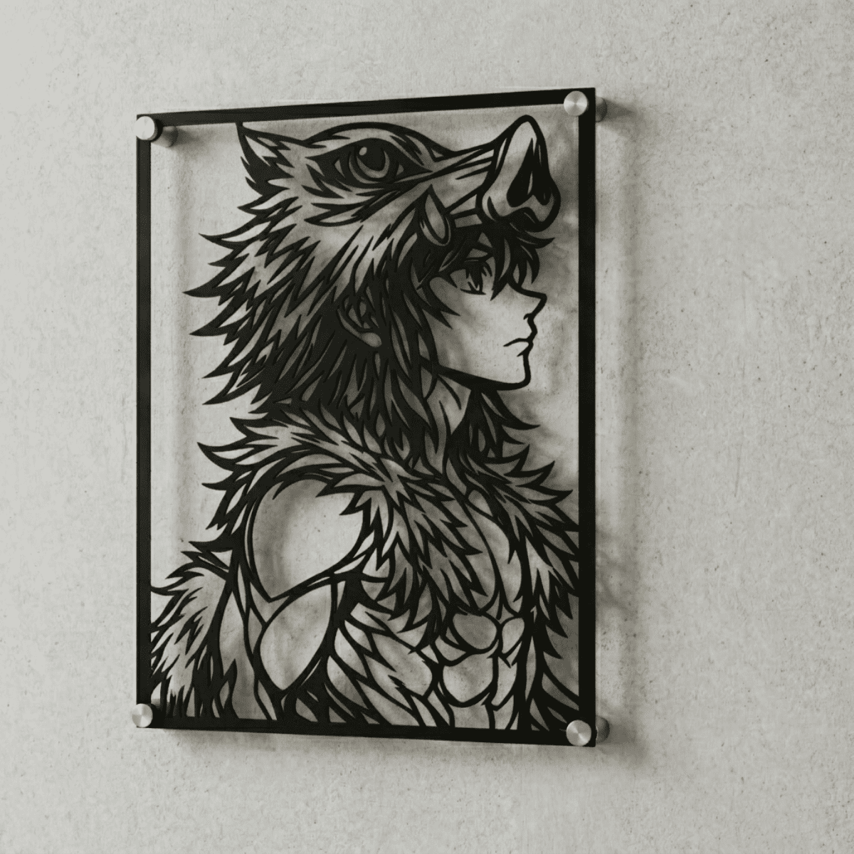 Cuadro Decorativo Anime Kimetsu no Yaiba Inosuke Hashibira en Acero