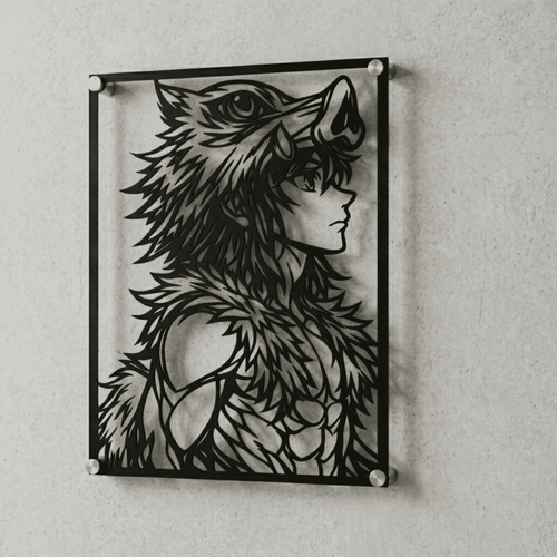 Cuadro Decorativo Anime Kimetsu no Yaiba Inosuke Hashibira en Acero