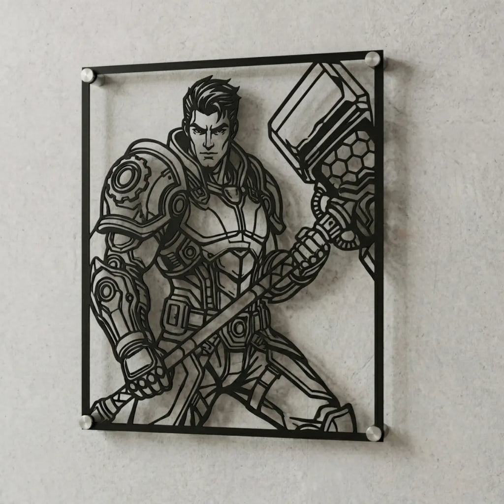 Cuadro decorativo en acero de Jayce de League of Legends cortado a láser - Noxhound
