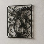 Cuadro decorativo de Jinx de League of Legends en acero cortado a láser