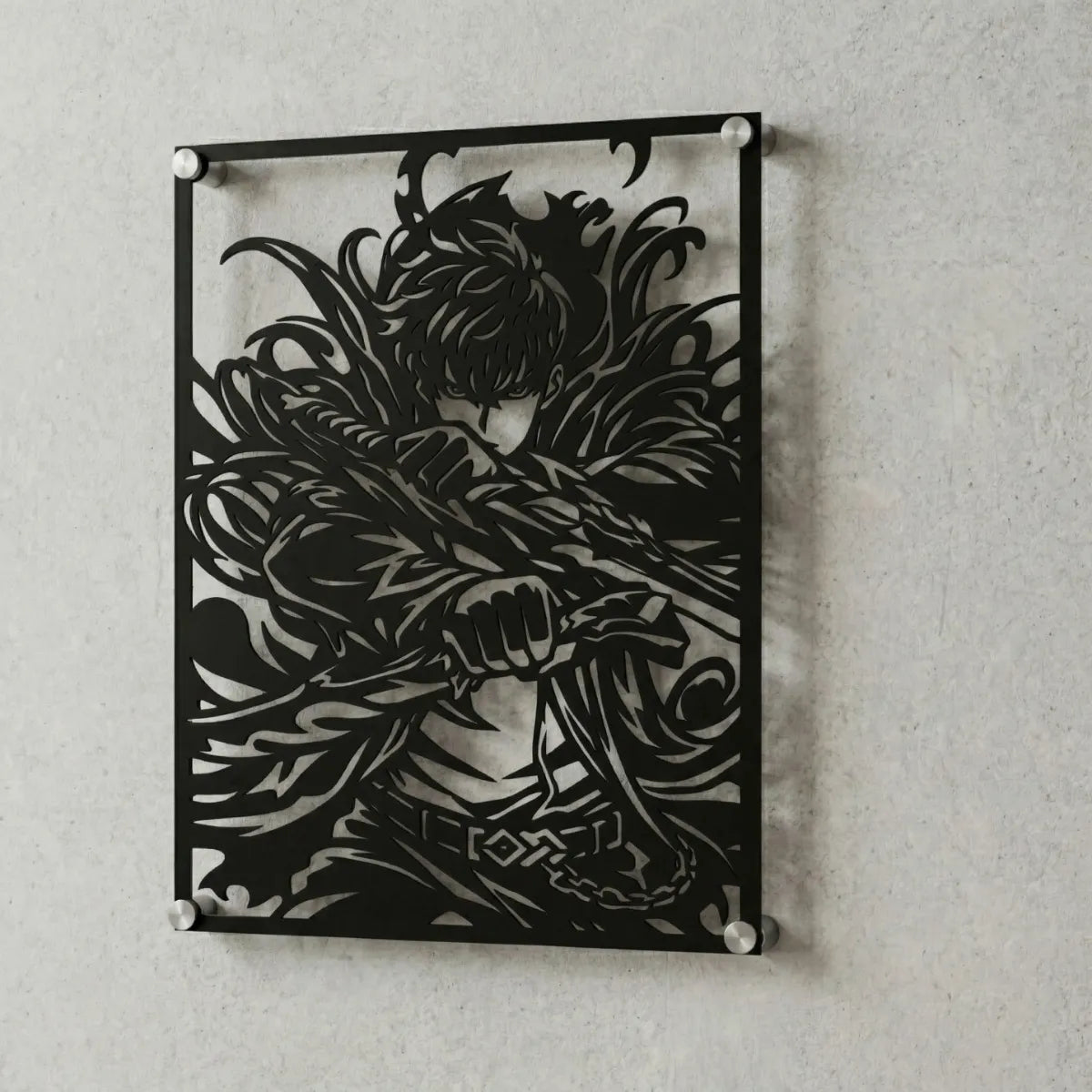 Cuadro decorativo en acero de Sung Jin Woo Versión B de Solo Leveling cortado a láser - Noxhound