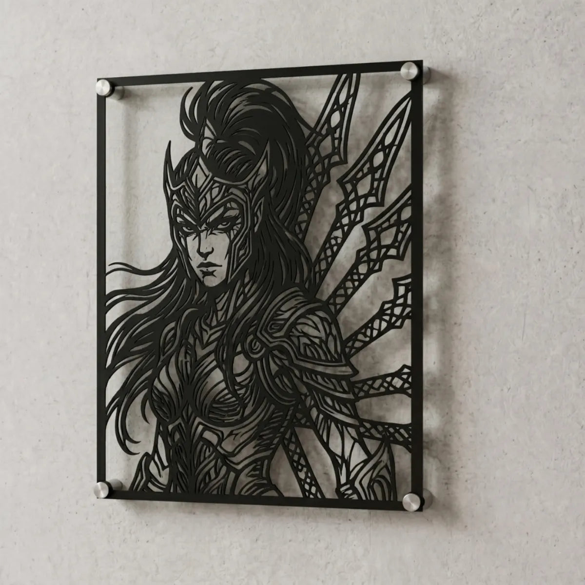 Cuadro decorativo de Kalista de League of Legends en acero cortado a láser