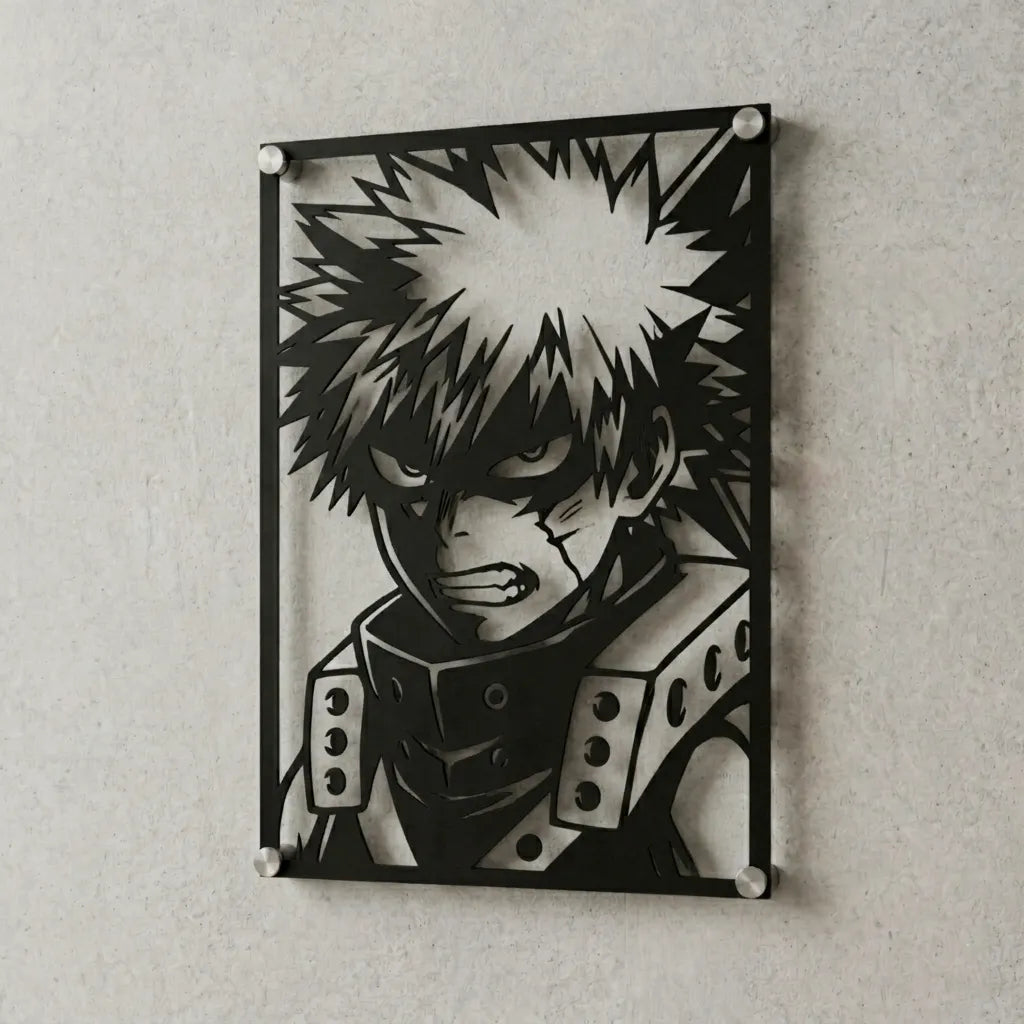Cuadro decorativo en acero de Katsuki Bakugo de My Hero Academia cortado a láser - Noxhound
