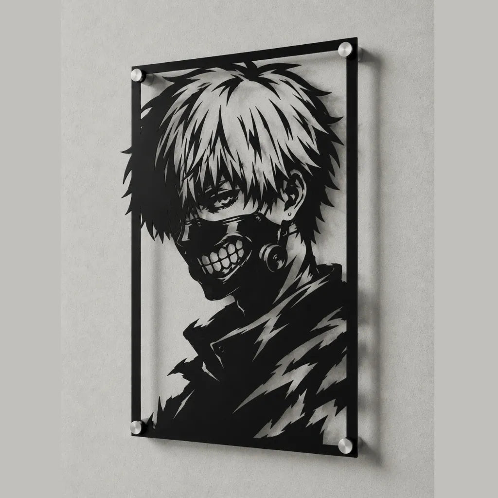Cuadro decorativo en acero de Ken Kaneki de Tokyo Ghoul cortado a láser - Noxhound