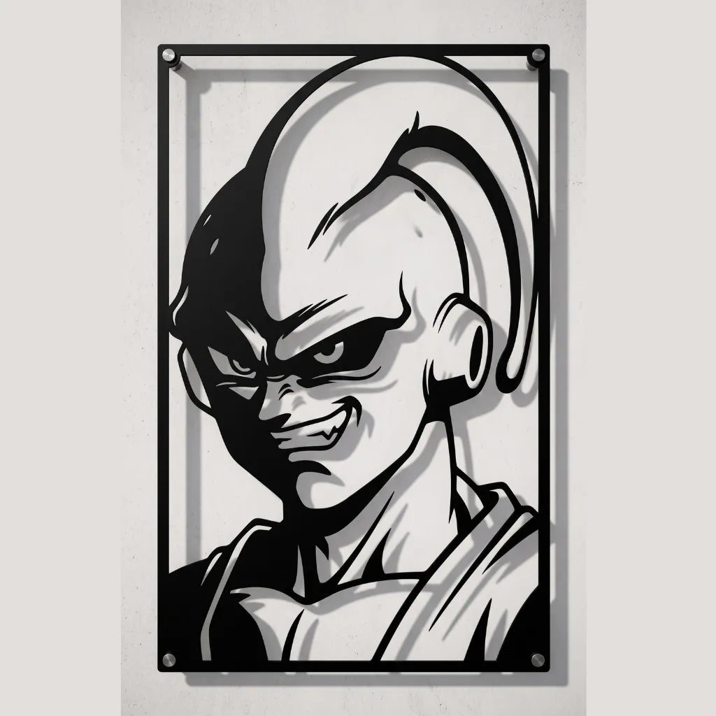 Cuadro decorativo en acero de Kid Buu de Dragon Ball cortado a láser - Noxhound