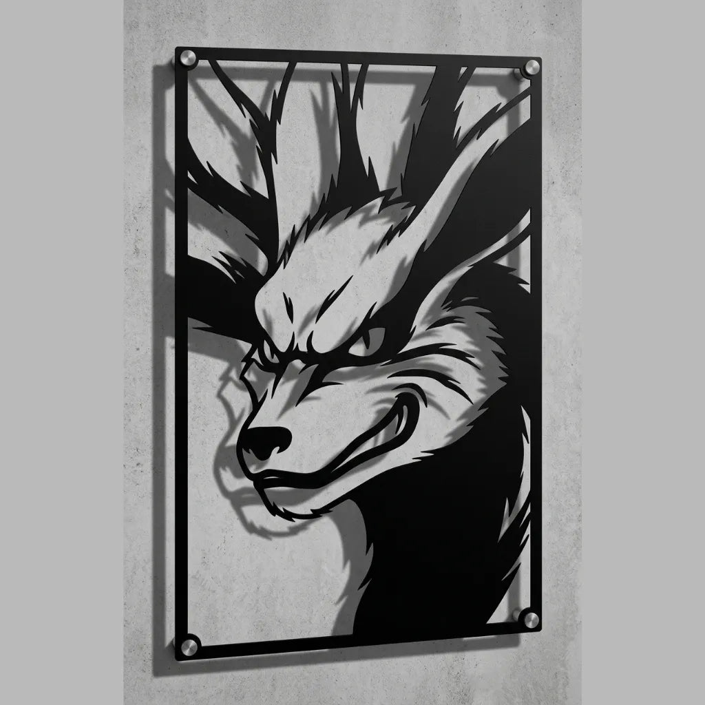 Cuadro decorativo en acero de Kurama Nueve Colas Versión B de Naruto cortado a láser - Noxhound