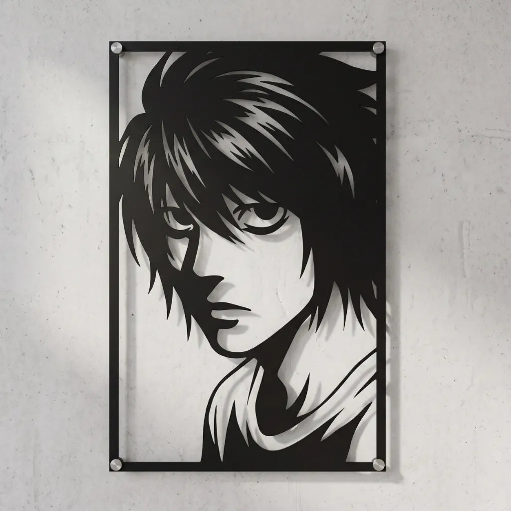 Cuadro decorativo en acero de L Lawliet de Death Note cortado a láser - Noxhound