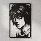 Cuadro decorativo en acero de L Lawliet de Death Note cortado a láser - Noxhound