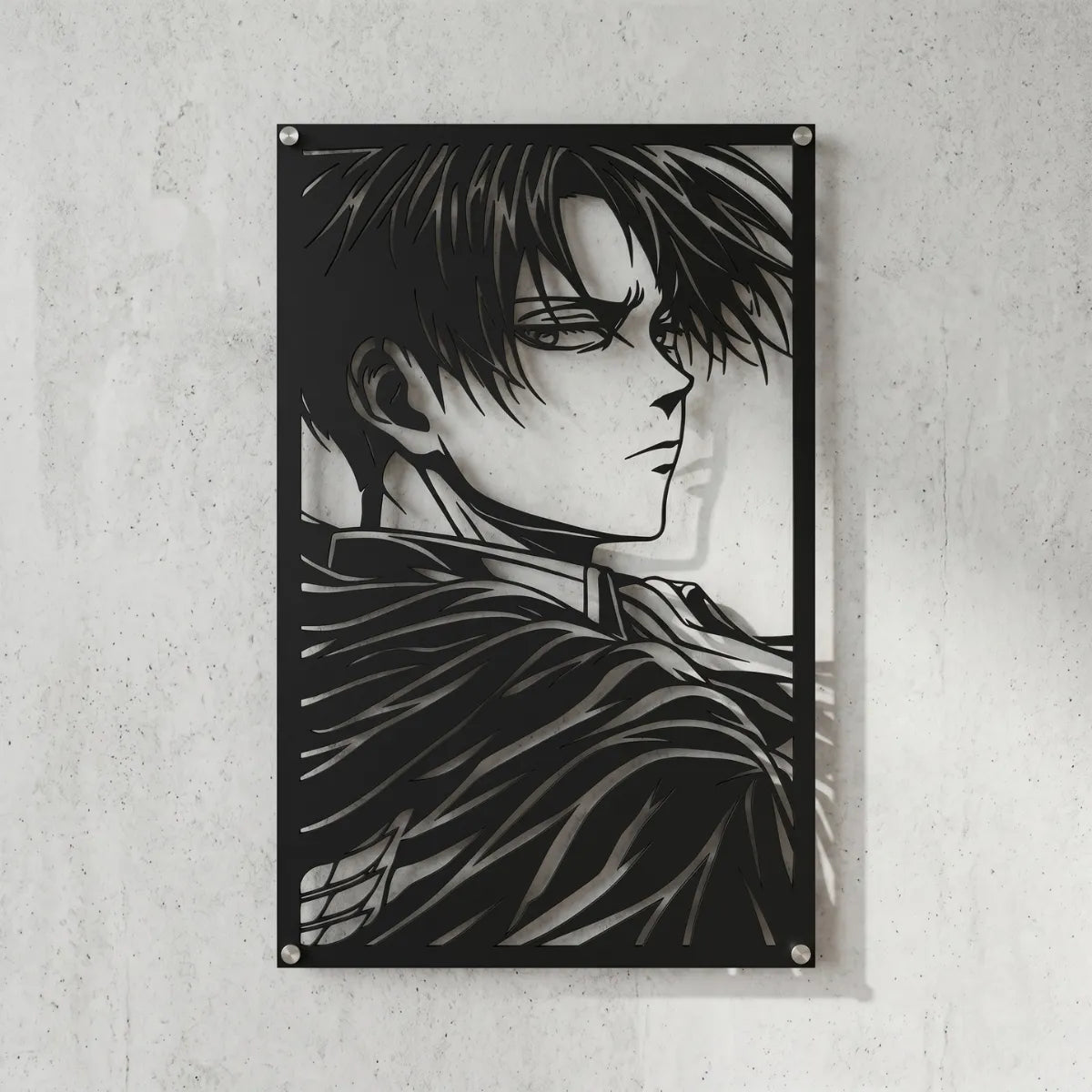Cuadro decorativo en acero de Levi Ackerman de Shingeki no Kyojin cortado a láser - Noxhound