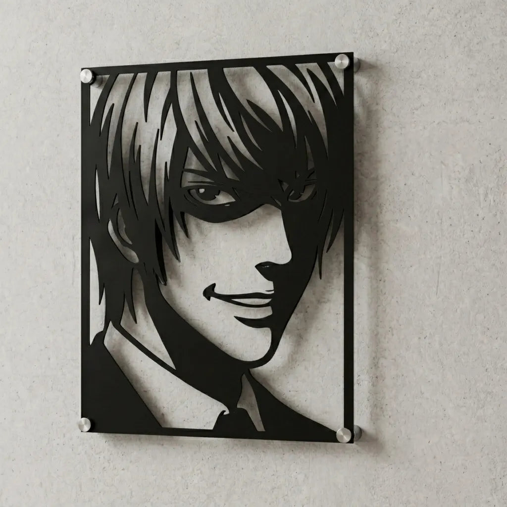 Cuadro decorativo en acero de Light Yagami Kira de Death Note cortado a láser - Noxhound