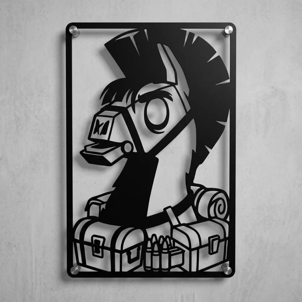 Cuadro Decorativo Videojuego Fortnite Loot Llama en Acero