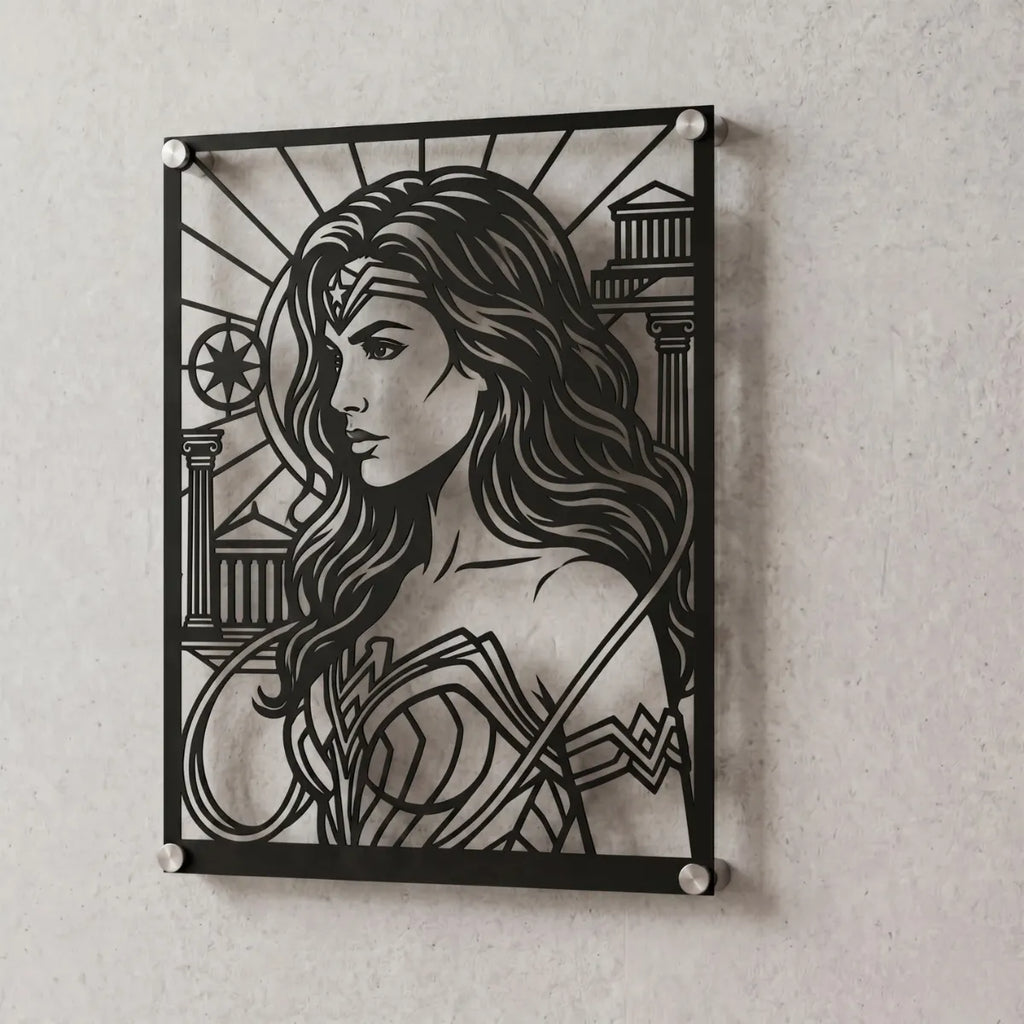 Cuadro decorativo en acero de Mujer Maravilla de DC cortado a láser - Noxhound