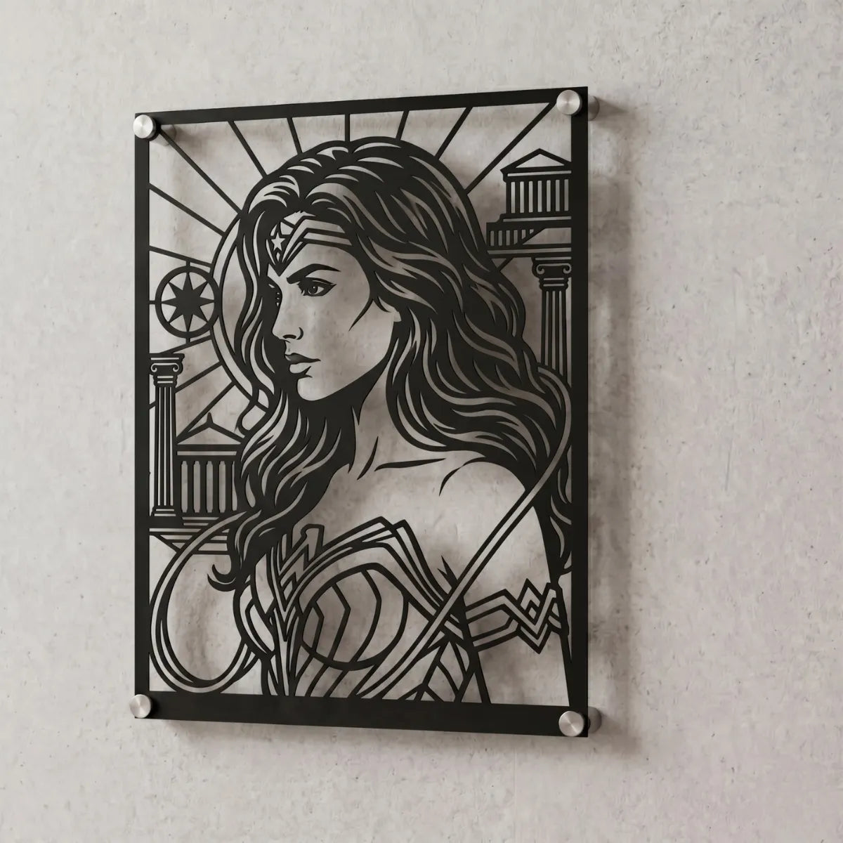 Cuadro decorativo en acero de Mujer Maravilla de DC cortado a láser - Noxhound