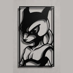 Cuadro decorativo en acero de Mewtwo de Pokémon cortado a láser - Noxhound