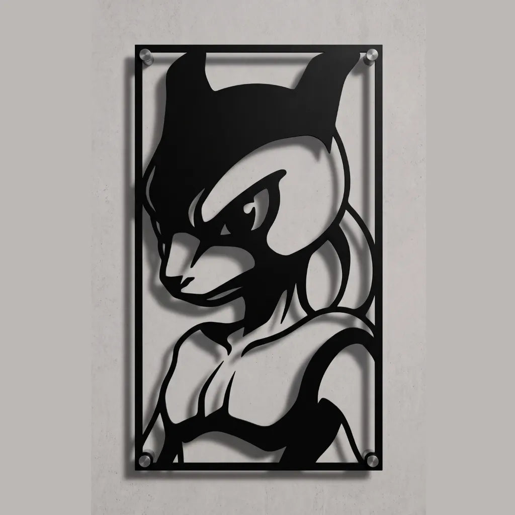 Cuadro decorativo en acero de Mewtwo de Pokémon cortado a láser - Noxhound