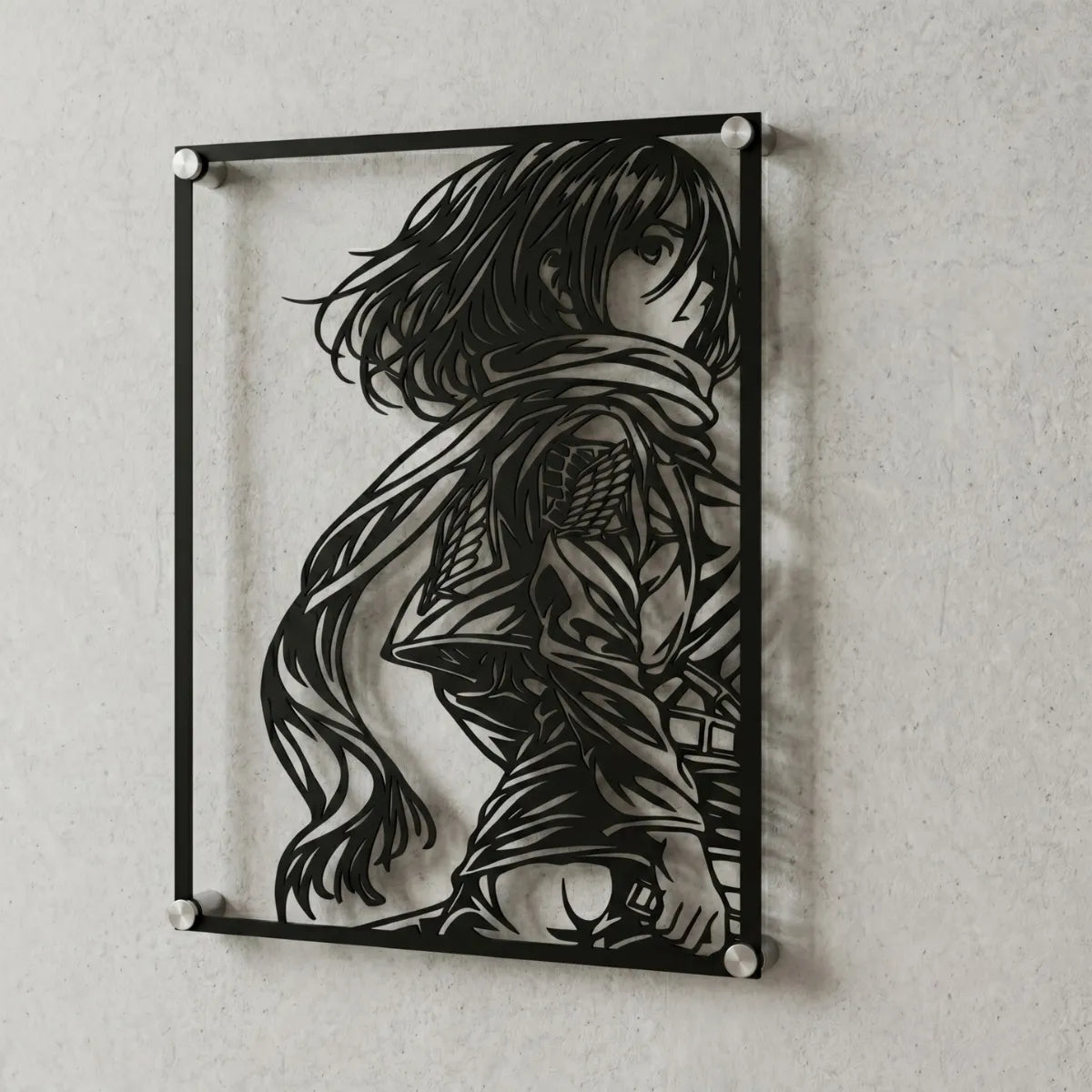 Cuadro decorativo en acero de Mikasa Ackerman de Shingeki no Kyojin cortado a láser - Noxhound