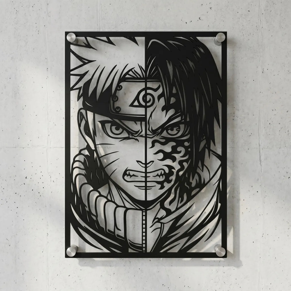 Cuadro decorativo en acero de Naruto y Sasuke de Naruto cortado a láser - Noxhound