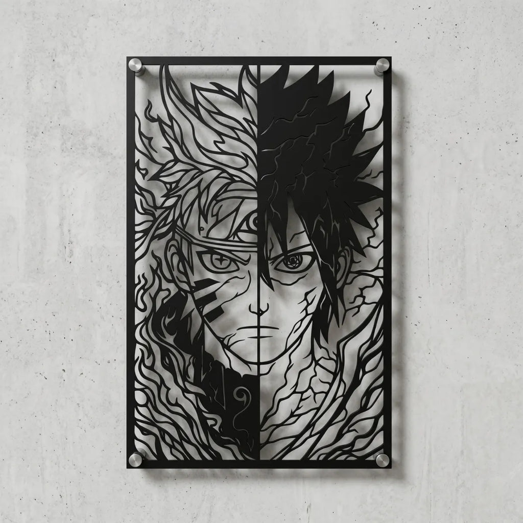 Cuadro decorativo en acero de Naruto y Sasuke Versión B de Naruto cortado a láser - Noxhound