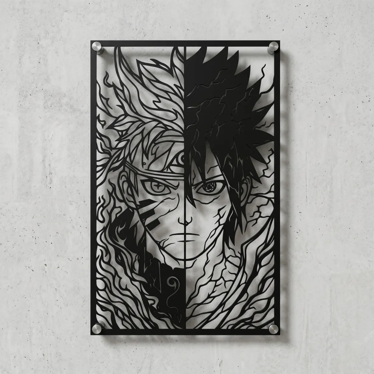 Cuadro decorativo en acero de Naruto y Sasuke Versión B de Naruto cortado a láser - Noxhound