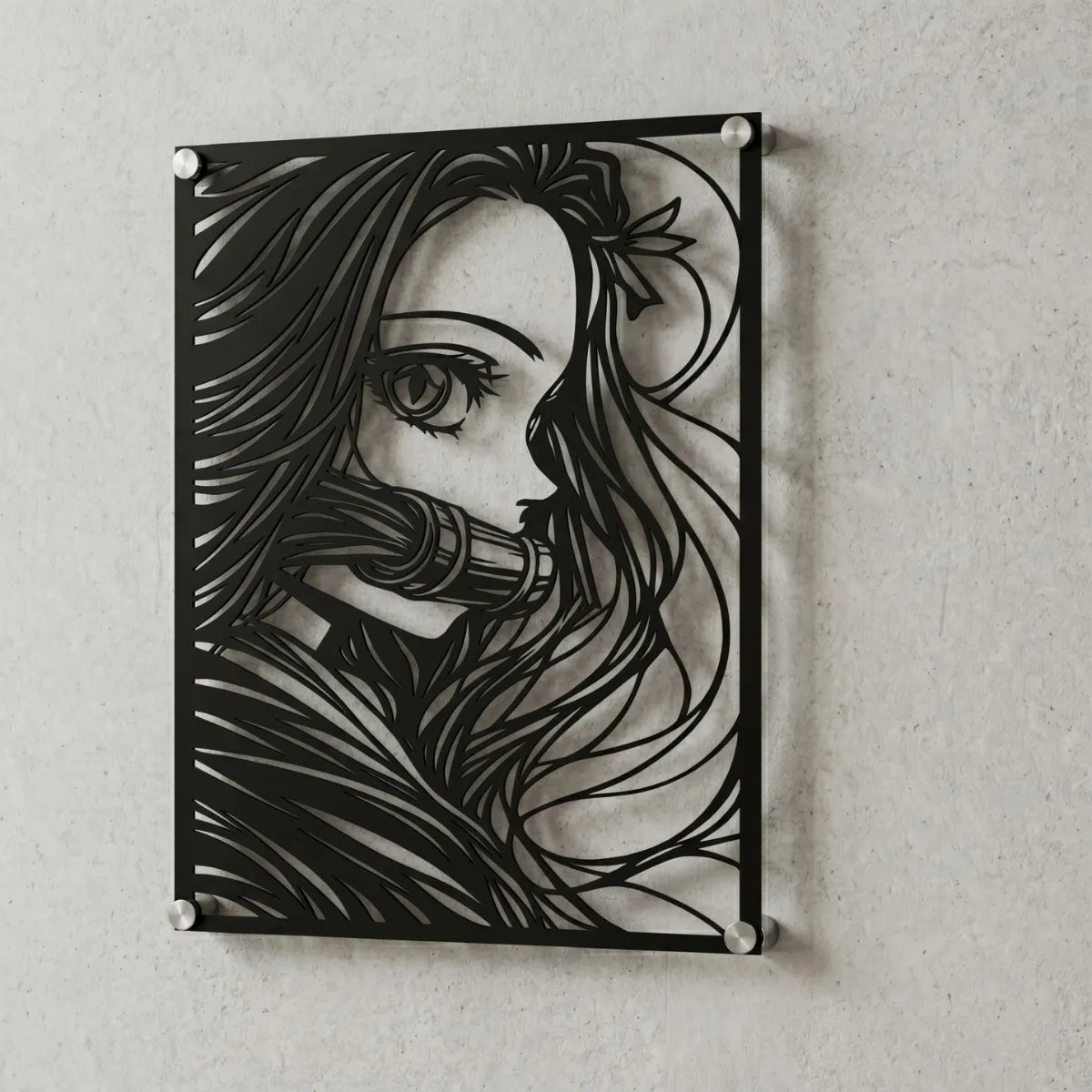 Cuadro decorativo en acero de Nezuko Kamado de Kimetsu no Yaiba cortado a láser - Noxhound