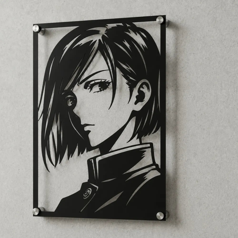 Cuadro de acero de Nobara Kugisaki de Jujutsu Kaisen colgado en pared