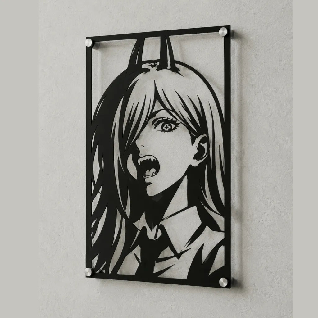 Cuadro decorativo en acero de Power de Chainsaw Man cortado a láser - Noxhound