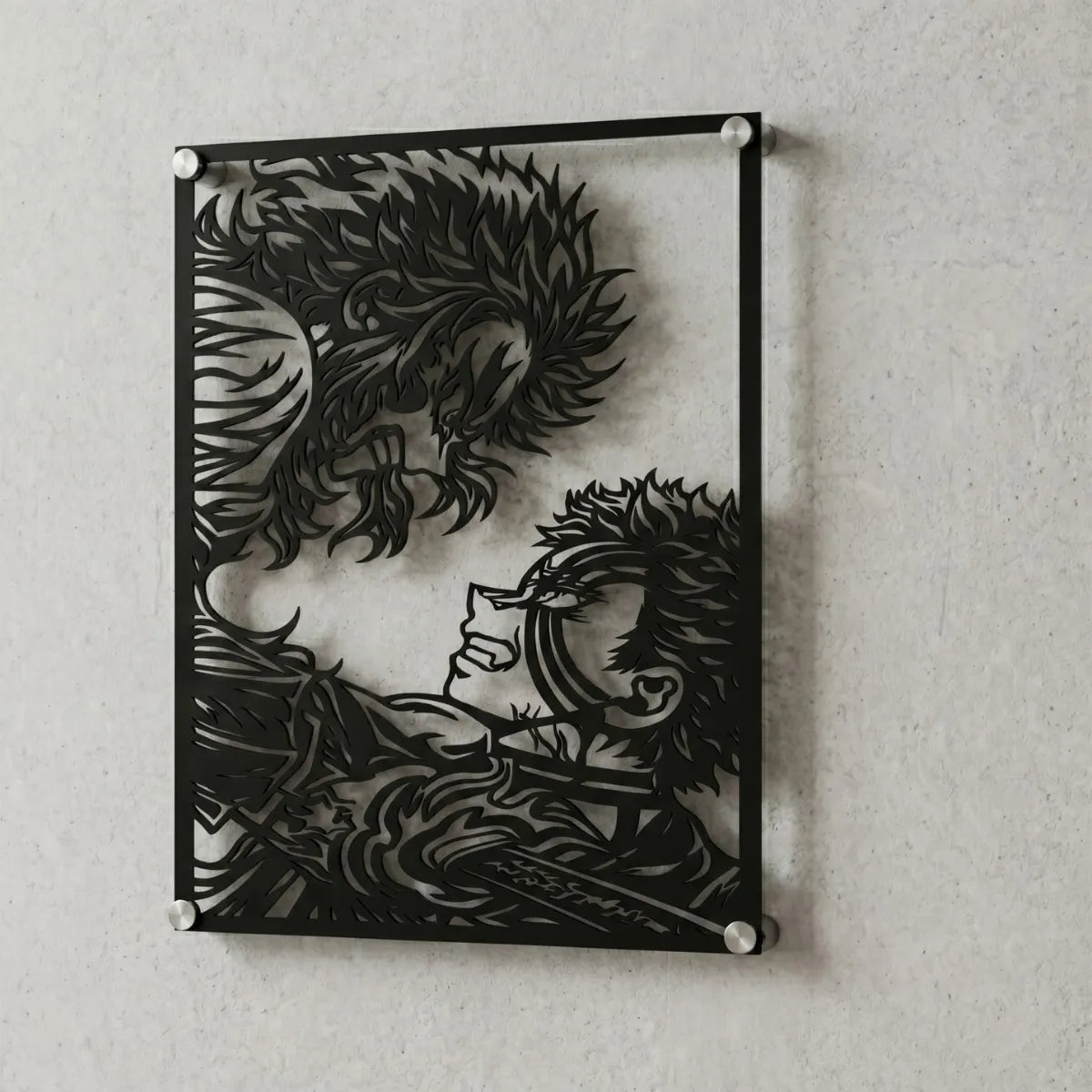 Cuadro decorativo en acero de Rengoku vs Akaza de Kimetsu no Yaiba cortado a láser - Noxhound