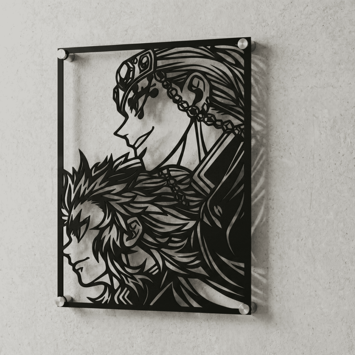 Cuadro Decorativo Anime Kimetsu no Yaiba Rengoku y Uzui en Acero