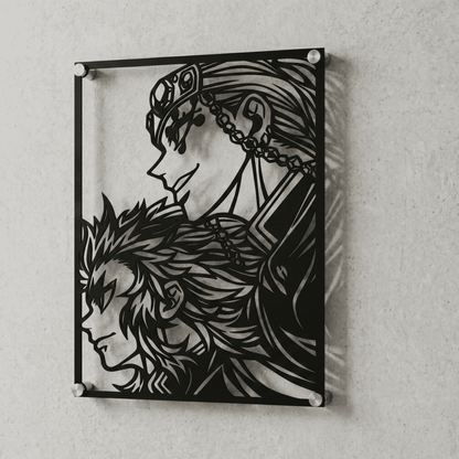 Cuadro Decorativo Anime Kimetsu no Yaiba Rengoku y Uzui en Acero
